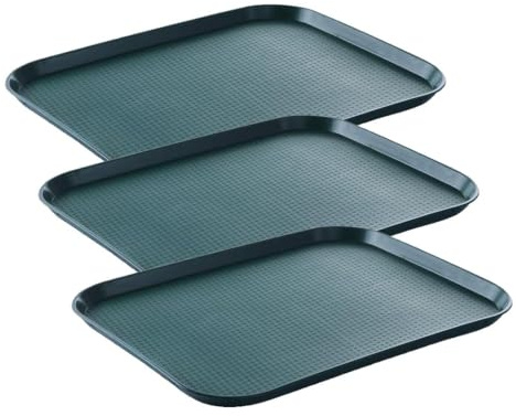 HENDI Bandeja de Servicio, Grande, Rectangular, Multiusos, resiste hasta 80°C, Bandeja para Servir Comida rápida, Bebidas, Fast Food, Bandeja de Cocina, 350x450x(H) 20mm, Verde, Polipropileno