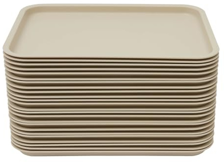 Fast Food - Lot de 24 plateaux de service rectangulaires en plastique antidérapant - 36 x 27 x 2 cm - Pour restaurants rapides, cantines, cafétérias - Kaki
