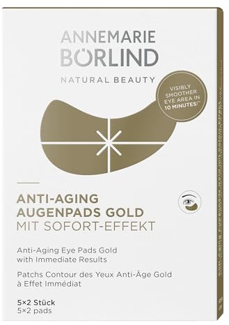 ANNEMARIE BÖRLIND Almohadillas antienvejecimiento para los ojos doradas con efecto inmediato (5 x 2 unidades) – contra arrugas y líneas, con 4 ácidos hialurónicos, alisadores y reafirmantes, para ojos
