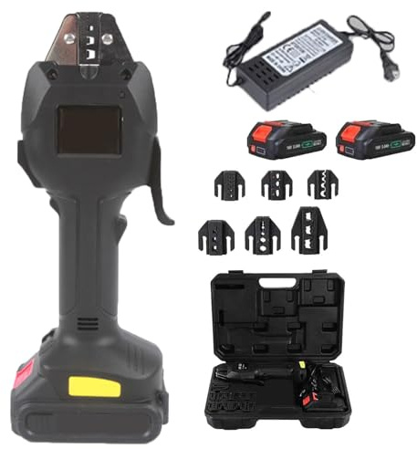 Pinza crimpatrice per capicorda della batteria, pinza crimpatrice per 1/2 batteria con 7 matrici, forza di crimpatura massima 16 KN, strumento di crimpatura per cavi con scatola