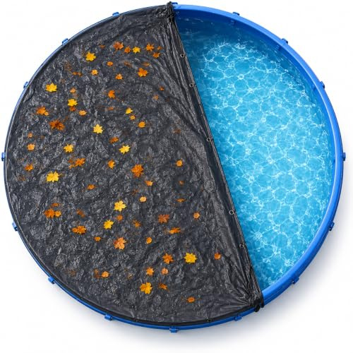 Cubierta para piscina redonda, extragruesa, 200 g/m², resistente a los rayos UV, solar para verano e invierno, lona negra para piscina (500 – 550 cm (diámetro 610 cm)
