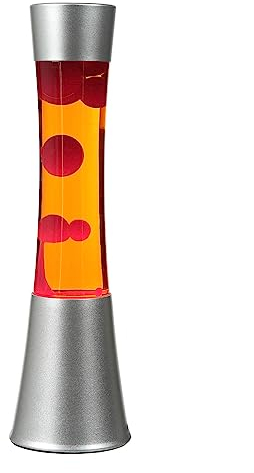Licht-Erlebnisse Lavalampe Orange Rot, Retro Lampe, kräftig, aktiv, stimmungsvoll, 39,5 cm, G9 25 W mit Kabelschalter, inklusive Leuchtmittel, Dekolampe, Lava Lampe