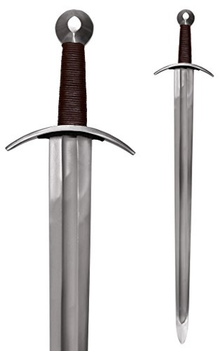 Battle-Merchant Mittelalterliches Kreuzritterschwert, inkl. Scheide | Einhänder aus Stahl, Replik, Sammlerstück & Dekoration, Ausstellungsstück, ab 18