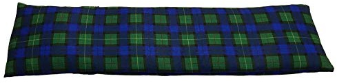 Sacchetto Termico Cervicale Microonde Noccioli Ciliegia Doppia Fodera | Sollievo per collo e spalle, caldo e freddo, lavabile, semi naturali, 50 × 14 cm (Tartan Blu e Verde)