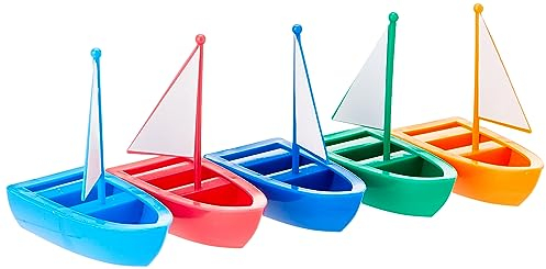 Baker Ross Segelboote aus Kunststoff (5er-Pack) In 5 Rot, Marineblau, Grün, Orange und Hellblau