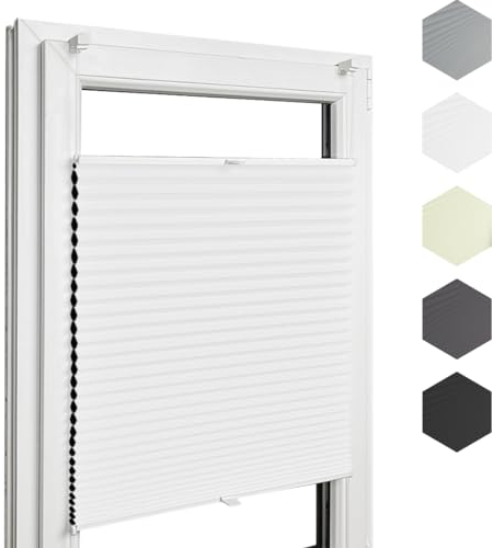 Home-Vision® Premium Doppelplissee Wabenplissee ohne Bohren mit Klemmfix (Weiß-Weiß, B70cm x H120cm) Modern Klemmfix Blickdicht Plissee Sonnenschutz Hitzeschutz Jalousie für Fenster Thermo