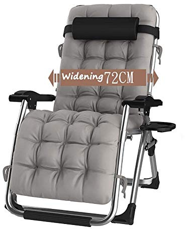 DQCHAIR Schwerelosigkeit Chaise Lounges Patio Lounger Klappstuhl Outdoor Verstellbare Liege Strand Camping Tragbaren Stuhl Für Schwere Menschen Mit Kissen (Color : Gray)