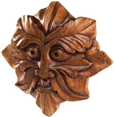 Windalf Keltische Holz Wandskulptur GREEN MAN 22 cm Waldgott Keltenkunst Waldgesicht Handarbeit