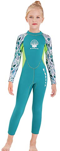 Gogokids Traje de Neopreno para Niñas, Ropa de Natación 2.5mm Neopreno Cálido Traje de Buceo Engrosado Bañador de Una Pieza Manga Larga Protección Solar UV 50+