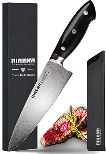 AIRENA Kochmesser Profi Messer - Küchenmesser 20cm Kochmesser Kohlenstoffreicher Stahl - Extra Scharfe Messerklinge mit Ergonomischer Griff, Beste für Home Kitchen