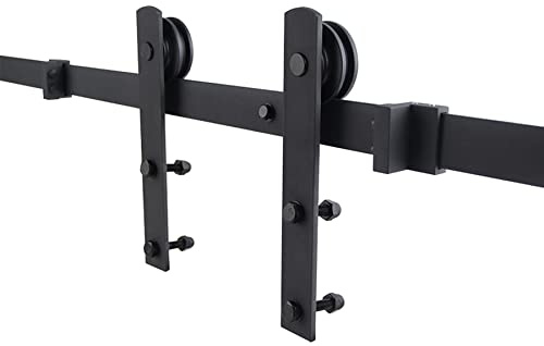 JEOBEST Kit de Rail pour porte Suspendue en Bois, Ensemble Industriel pour Porte Coulissante (6,6 pieds)