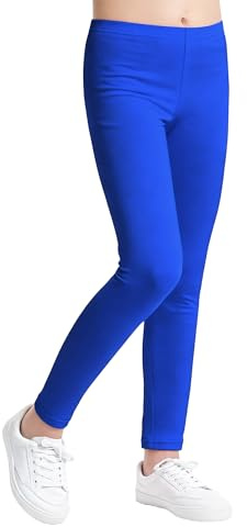 Carnavalife Leggings Tights Pantalon long de couleur unie pour fille de 4 à 12 ans - Bleu - 8 ans