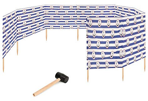 Garronda Strand Windschutz Sichtschutz 12m lang Plus Gummihammer GAEX001 (Streifen/Anker-2, 12 m)