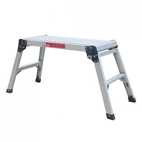 RONGJJ Plate-Forme De Travail Escamotable, Escabeau Polyvalent avec Verrouillage Sécurisé, échelle De Banc Escamotable en Aluminium Pliable Capacité 330 LB - Argent