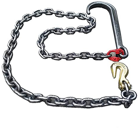 CSBH Kettenlänge 78.8inchs Hindernisse Auto Anhänger Haken J-Typ Federkette 4T Bremsseil Trolley Seil Transportkette Anhänger Haken LKW Haken Lanyard