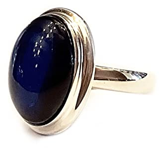 Ring edler blauer Bernstein in Sterling Silber 925, Silberring blauer karibischer Bernstein, verstelbare Größe 17-19.5, Designer Jewelry