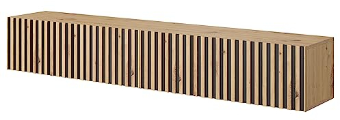 Selsey TV Schrank Board Sideboard Fernsehtisch Fernsehschrank 175 cm Hängend Artisan Eiche Schwarz Mit Lamellierter Front Telire