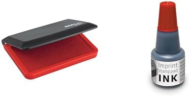 COLOP Stempelkissen Micro 1 rot, 50 x 90 mm & Imprint Stempelfarbe zum Nachfüllen für Stempelkissen 9072M & 9073M, Wasserbasierend Rot