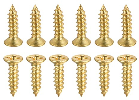 DTGN M2x8mm(DxL) Brass Phillips Wood Screws - 25Pack - Good for Wood Crafts, Furniture - Countersunk Head Self-Tapping Screw - Brass Tone