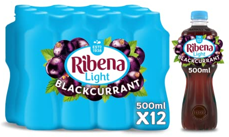 Ribena Blackcurrant Juice Drink No added Sugar 500ml Multipack of 12 | Real British Blackcurrants | Rich in Vitamin C | No Artificial Colours | Low Calorie |100% Recycled Plastic Bottle