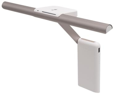 BenQ Laptop Bar monitorlampa för bärbar dator, automatisk dimfunktion, justerbar färgtemperatur med 7 nivåer, laptopljus med powerbank, USB-lampa (vit)