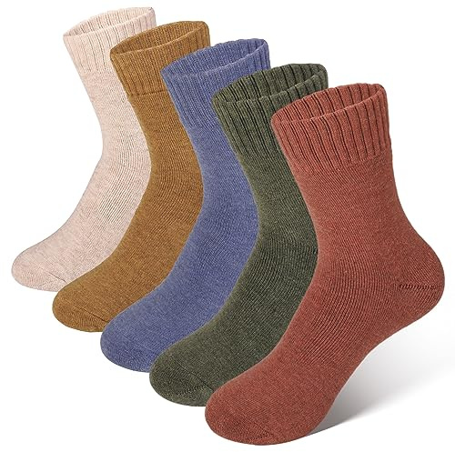 FANTESI 5 Pairs Thermal Socks for Women, Thick Warm Socks Ladies Winter Cosy Socks, Gifts for Girls and Ladies, UK Size 5-8