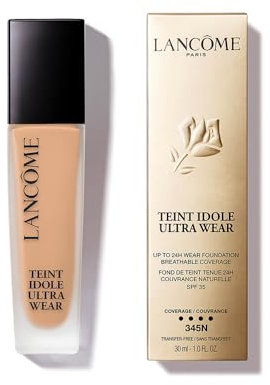 Lancôme Teint Idole Ultra Wear 345N, feuchtigkeitsspendende Full Coverage-Foundation in Beige mit natürlich mattem Finish, bis zu 24 Stunden Halt, geeignet für alle Hauttypen, 30ml
