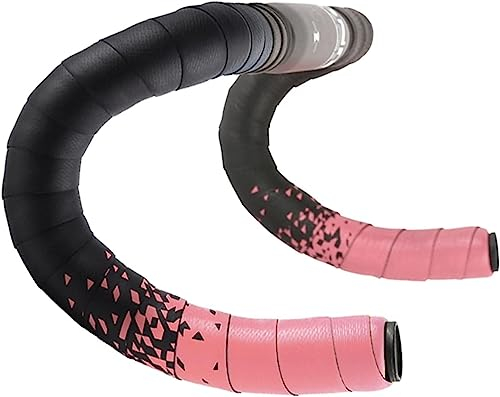 ORLOVA Lenkerband, Rennrad-Lenkerband, Lenkerband, Lenkerband, Rennrad-Griffriemenkette mit Lenkerstopfen, 1 Paar Rennrad-Lenkerband (Farbe: Schwarz, Rot) (Color : Black pink)
