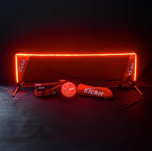 Kickit Inferno - Juego de Tenis de fútbol portátil (1,8 x 6,5 m, Red y Pelota), Color Rojo