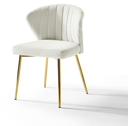 HULALA HOME Esszimmerstühle Modern Küchenstühle aus Samt Stühle Esszimmer mit Metallbeine Esstisch Stühle Schminktisch Stuhl für Wohnzimmer, Weiß