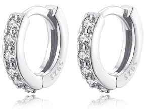 Creolen Ohrringe Silber 925 für Damen Zirkonia Klein Creolen Hypoallergen Ohrringe Kreolen 7mm