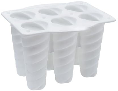 URFEDA Moule à Glace 6 Cavités en Silicone Moules à Sucette sans BPA DIY Moule à Gelée Réutilisable Moule Silicone pour Popsicles, Crèmes Glacées, Sorbets, Nourriture pour Bébé (Type 1/Blanc)