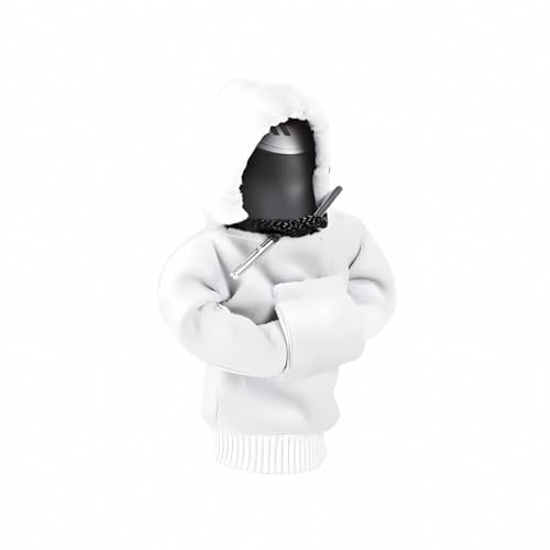 König Design Schalthebel Schaltknauf Hoodie, Auto Schaltknauf Abdeckung, Schaltknauf Abdeckung, Kleiner Hoodie für Gangschaltung, Lustige Hoodies Auto Innenraum Dekoration (Weiß)