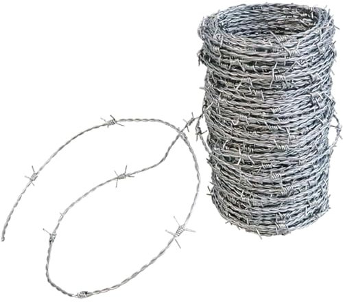 CINVSERW Rollo De Alambre De Púas, Alambre De Espino, Extraresistente Alambre De Enredo 2 Hilos, 4 Puntas Alambre De Púas Multiusos Rollo De Alambre para Proteger Su Jardín O Patio (2.0mm 200m)