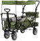 Carrello pieghevole Zelsius con tetto | verde/grigio | carrello da trasporto con sistema a cinghie | carrello a mano, carrello da spiaggia, carrello per attrezzature