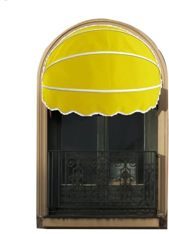 YCOVSFP Kuppelmarkise, Fenstermarkise, Türvordach, Faltbare Kuppelmarkise aus Segeltuch, Aluminiumrahmen for Deck, Balkon, Terrasse, Vordach, Veranda(Color:Yellow,Size:150CM)
