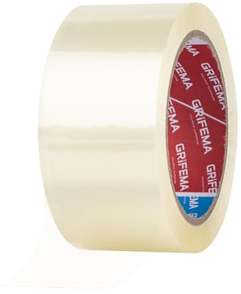GRIFEMA GA4003-1 Nastro Imballaggio Silenzioso, Adesivo per Sigillare Scatole Cartone, Spedizioni, Traslochi, Resistente, 66 m x 50 mm, Trasparente