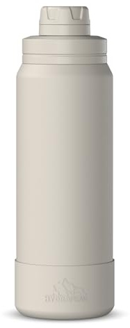 Hydrapeak 26oz Sport Insulated Water Bottle with Chug Lid, Leak & Spill Proof, Keeps Drinks Cold for 24 Hours, Hot for 12 Hours, Premium Stainless Steel Water Bottles (26oz, Stone)