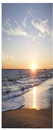 Sticker porte Trompe l'oeil Effect Papier Peint 3d pour Porte Photo Stickers Muraux Auto-adhésif Autocollants PVC Imperméable pour Chambre Salle de Bain Cuisine Décoration 63x205 cm Plage