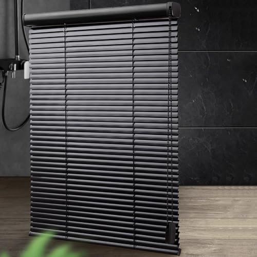 tow000ack Aluminium Jalousie,Sonnenschutz Jalousette,Sichtschutz,Lamellen-Rollo für Tür und Fenster,Blickdicht,Wand- und Deckenmontage,Mit Zubehör,Breite x Höhe (Schwarz,180cm x 200cm)