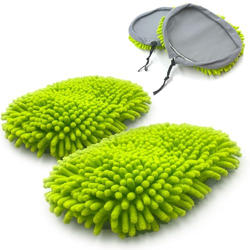 100% Microfibre Chenille Car Cleaning Brush Refills - Window Cleaner, Compatible with Telescopic Car Washing Kit, Machine Washable, for Trucks, RVs, Boats - Pack of 2