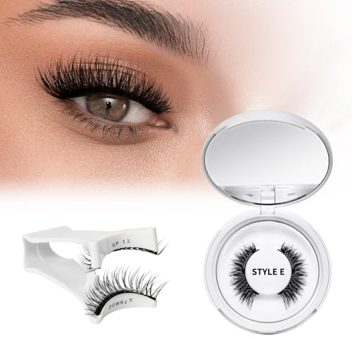 Cils Magnetique,Réutilisable Faux Cils Magnetique avec applicateur, pas besoin de colle Faux Cils Magnetique Naturel Facile à porter et à enlever, Livré avec un guide (E-1 paires)