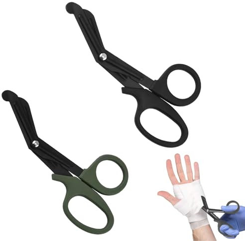 2 Stück Medizinische Verbandschere,Rettungsschere,VerbandsschereVerbandsschere Pflege Klein,Verbandschere Krankenschwester, CModern,Beidhändig, Edelstahl, Schwarz+Grün,15cm