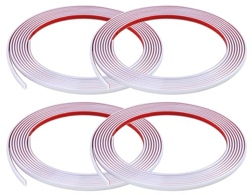5Mx4 Rouleaux Moulure Décorative Autoadhésive Bord de Papier Peint Carrelage Miroir Mur Plafond Armoire Baguette de Finition PVC Bandes de Calfeutrage Bande Décoration Murale,8mm Blanc