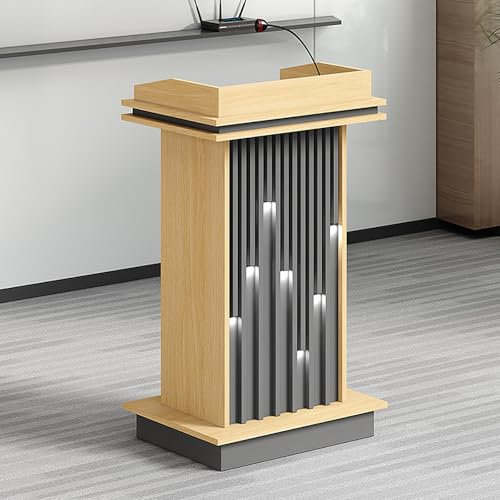 ZYZSY Holz-Podium, Rednerpult mit Offener Stauraum mit Schubladen und Verstellbaren Einlegeböden, Präsentations-Rednerpult-Ständer, für Kirche, Konferenzen, Auditorium(Log Color 2)