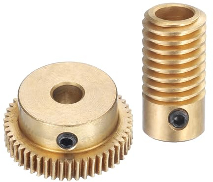 QUARKZMAN Ensemble de Pignons à Vis Sans Fin - Module 0,5 Taux de Réduction de 50:1 6mm Trou de Diamètre de l'Arbre de Pignon et 6mm Trou de Diamètre de la Roue de Pignon 50T (Laiton)