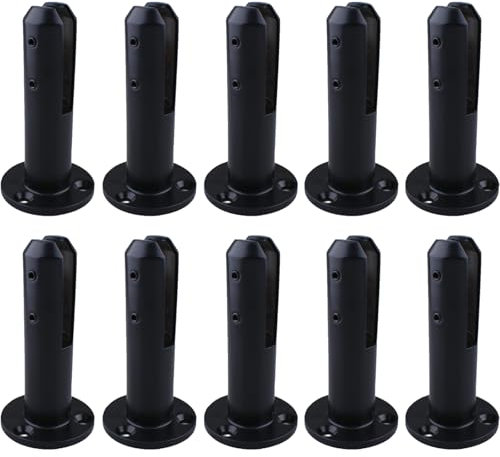 YFJBDKS Piquets cylindriques en Verre en Acier Inoxydable 304, Pinces à Verre Robustes pour clôture de Piscine, Balustrade, Poteau de Garde-Corps pour Balcon/terrasse de Jardin,Matte Black,10 Pack