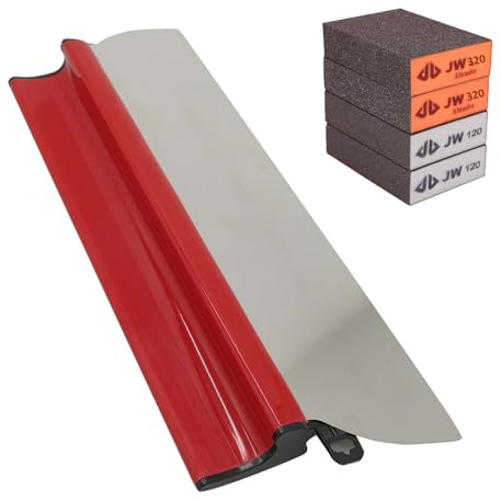 Drywall Skimming Blade Thickened Stainless Steel Finishing for Wall Dust | Finishing Trowel Wall Plastering Tools 40cm Professional Plastering Spatula with 4PCS Thick Grit Sanding Sponge