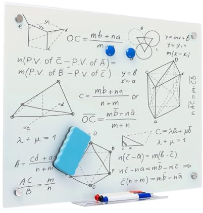 Spacetronik Glas-Magnettafel 60x45 cm Whiteboard Magnetisch | Rahmenlos, Beschreibbar & Trocken Abwischbar, inkl. Magnete, Marker & Schwamm, ideal für Büro, Schule & Zuhause