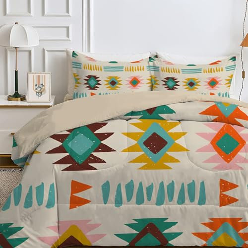 SYHIEGO Böhmischer Stil Bettdecke 135x200 cm, 4-Jahreszeiten Steppdecke, Waschbare Ganzjahresdecke ohne Bezug, Abstrakt Muster Weiche Schlafdecke, Einzelbettdecke, Beige -Ea171